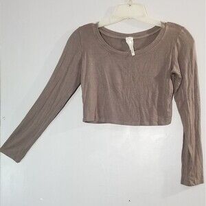 Topping size large tan brown long sleeve crop top